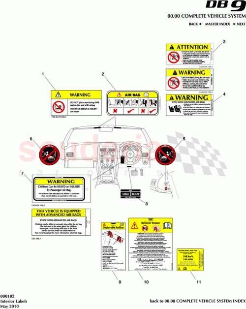 Part Diagram for Aston Martin 4G43-974747-AA