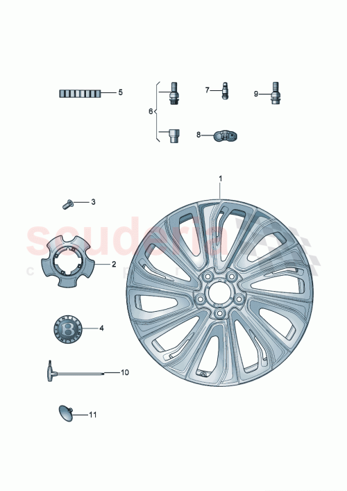 Part Diagram for Bentley 3SA601025BR