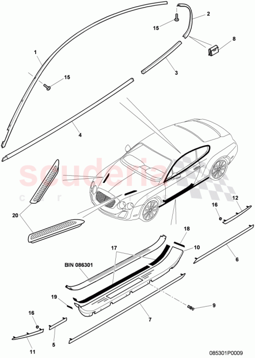 Part Diagram for Bentley 3W8853333A