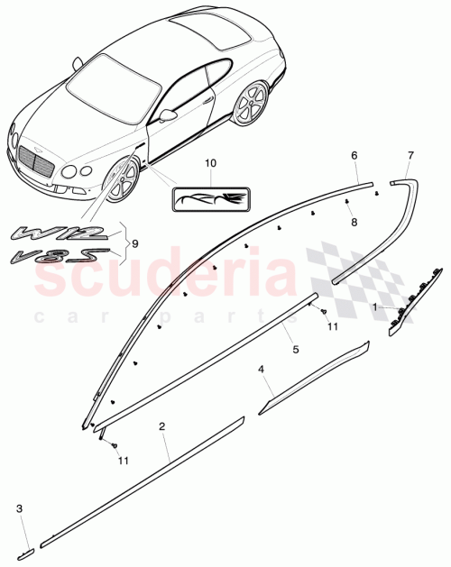 Part Diagram for Bentley 3W8 853 516 N