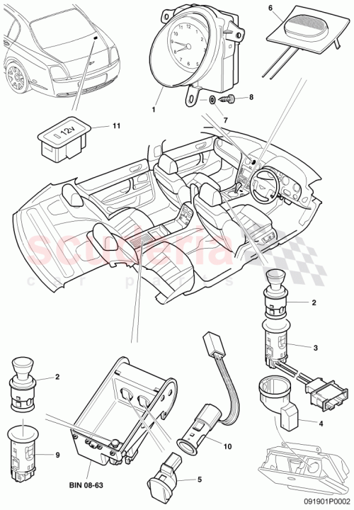 Part Diagram for Bentley 3W0919309A