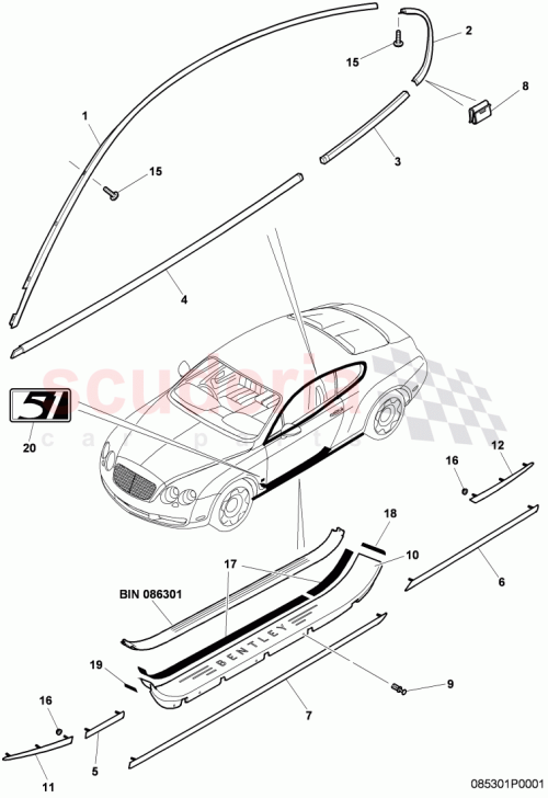 Part Diagram for Bentley 3W8 853 537 AP