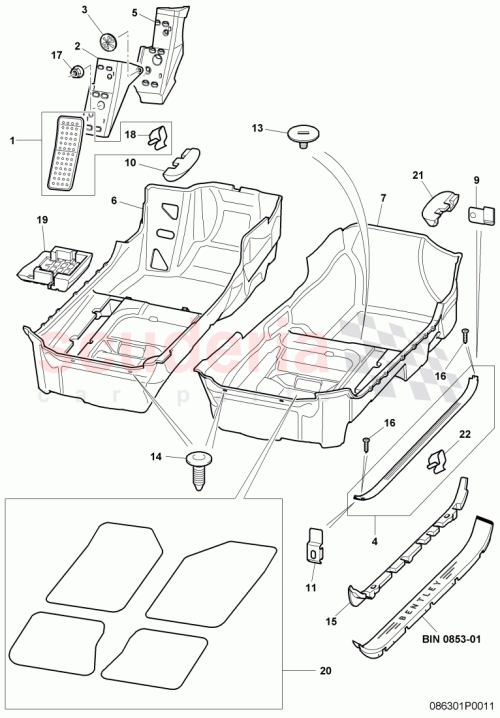 Part Diagram for Bentley 3W2864777M