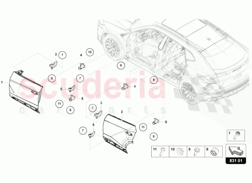 Part Diagram for Lamborghini 8S0833405A