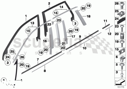 Part Diagram for Rolls Royce 51 43 7040783