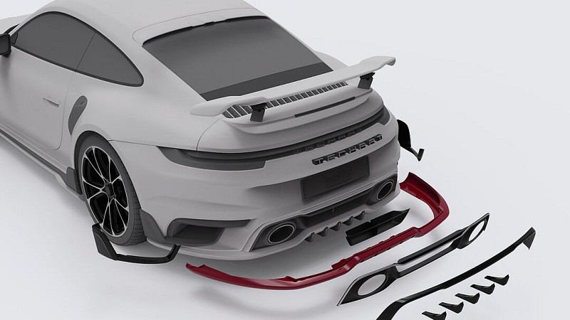 Photo of Techart air outlets on the rear apron for the Porsche 992 Turbo/S - Image 3